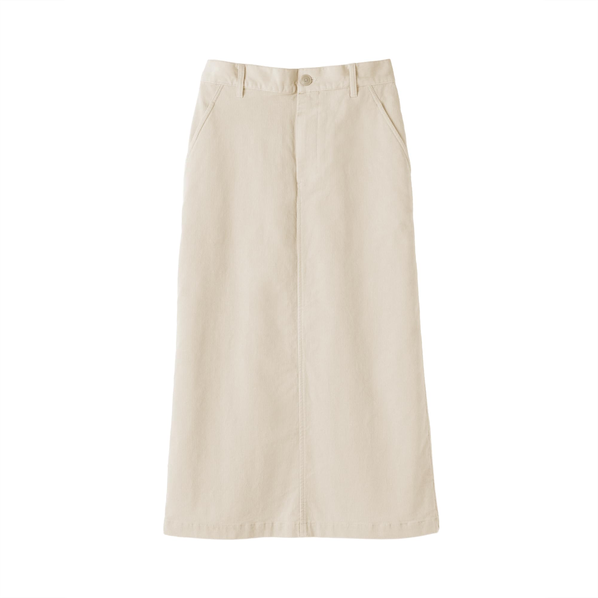 

MUJI Women s Stretch Corduroy Narrow Skirt, BE1XWA5A, Ivory, XXL