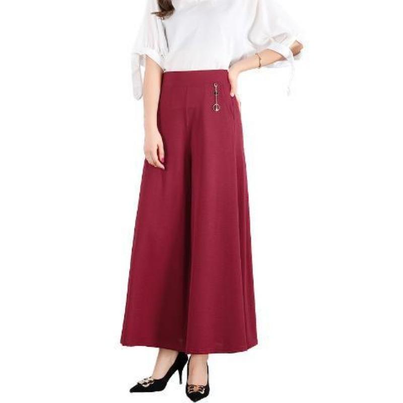 New Spring High-waist Wide-leg Pants for Middle-aged Look Loose Large-size Skirt Pants Durable