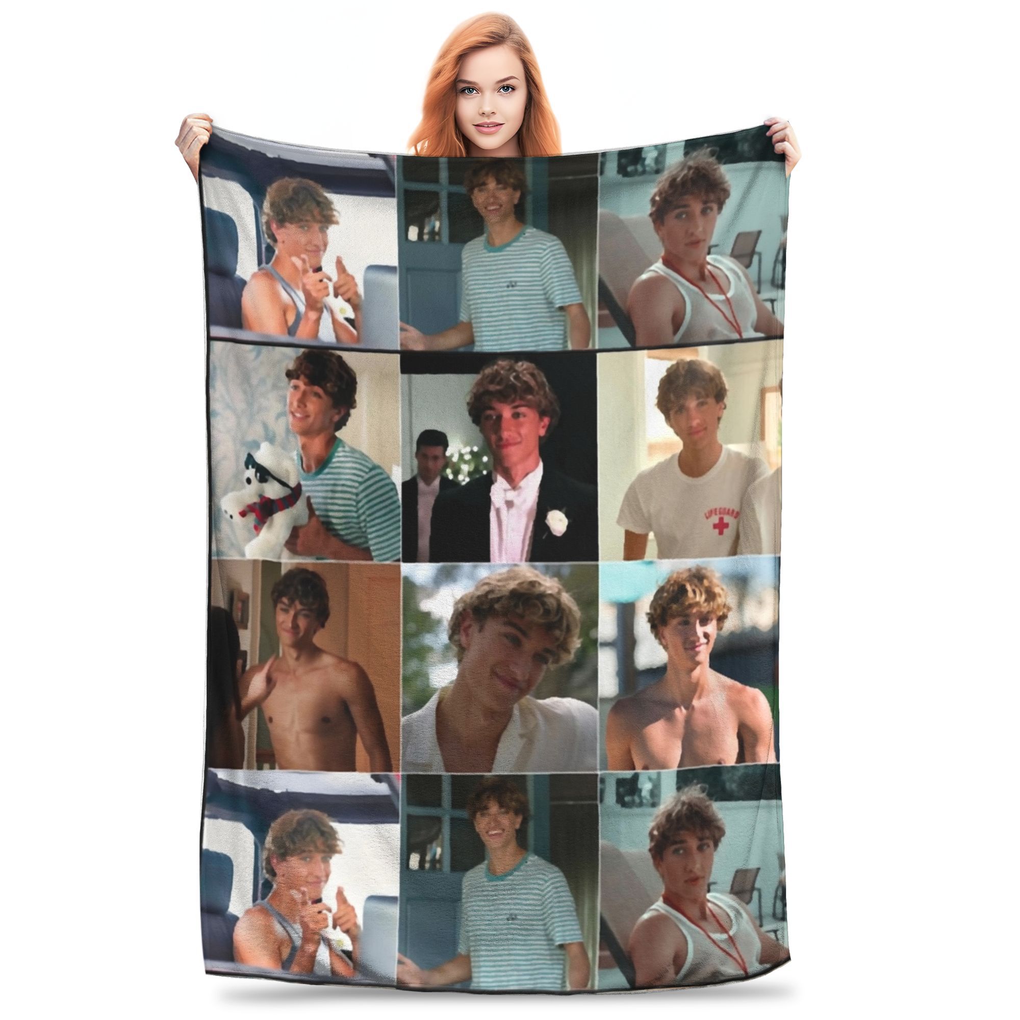 Happy Adults Toys Unisex Jeremiah Fisher Collage Flannel Throw Blanket The Summer I Turned Pretty Blanket For Bedding Couch Ultra-Soft Bedding Throws,