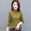 Women's Long Sleeve Modal T-Shirt: Loose Fit, Slimming, Half Turtleneck, Stretchy, Large Size, Perfect for Spring and Autumn.