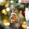 2D Flat Cute  Christmas Ornament Acrylic Pendant, Car Rearview Mirror Hanging Decoration Christmas Tree Ornament