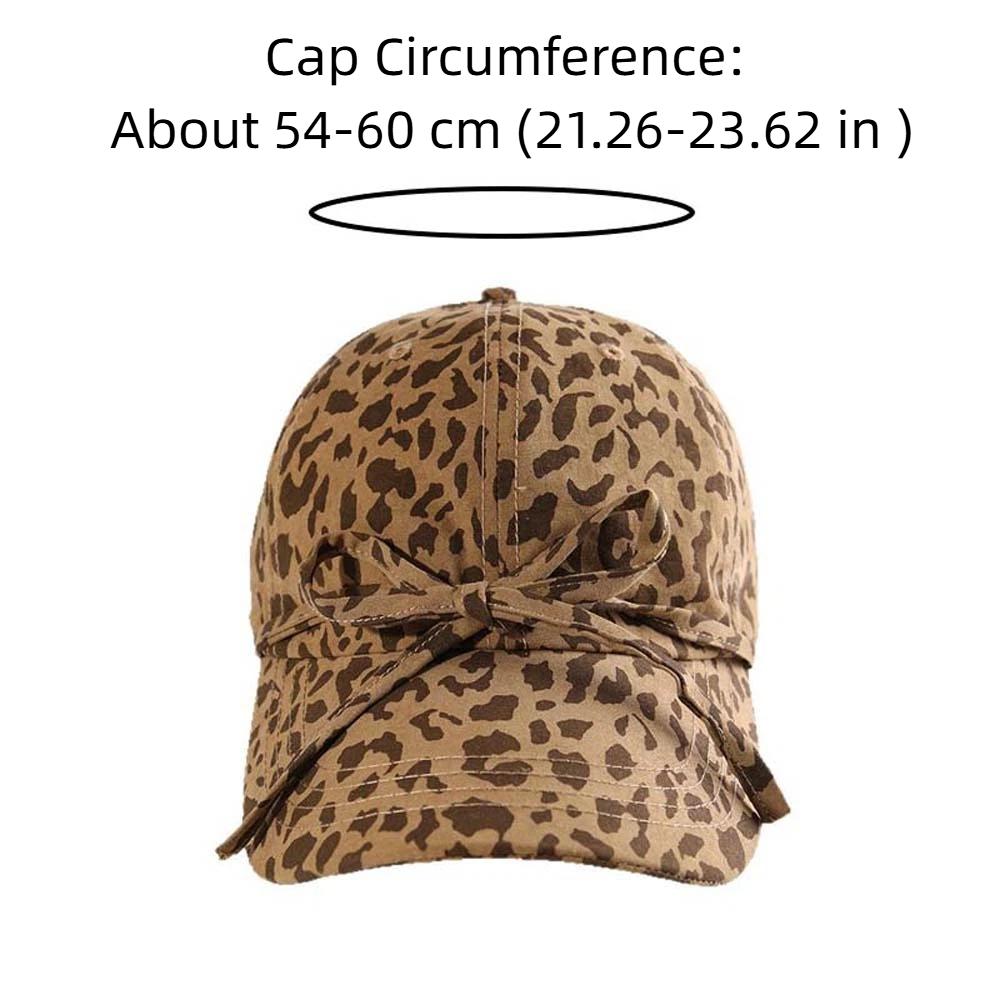 Adjustable Leopard Print Bow Baseball Cap Sunshade Hip-hop Y2K Peaked Hat Sunscreen Polyester American Style Casquette Daily