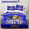 3pcs Sigma SGR Gamma Rho Pattern Bedding Set Duvet Cover Set Includes Duvet Cover &pillowcases, Perfect All Season Bedroom Decoration & Gift