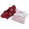 Conjunto de Roupinhas de Pelúcia de 20cm da niannyyhouse: Suéter, Camisa Social, Saia e Cardigã Estilo Universitário (Vermelho+Rosa) Boneca de Algodão com Acessórios