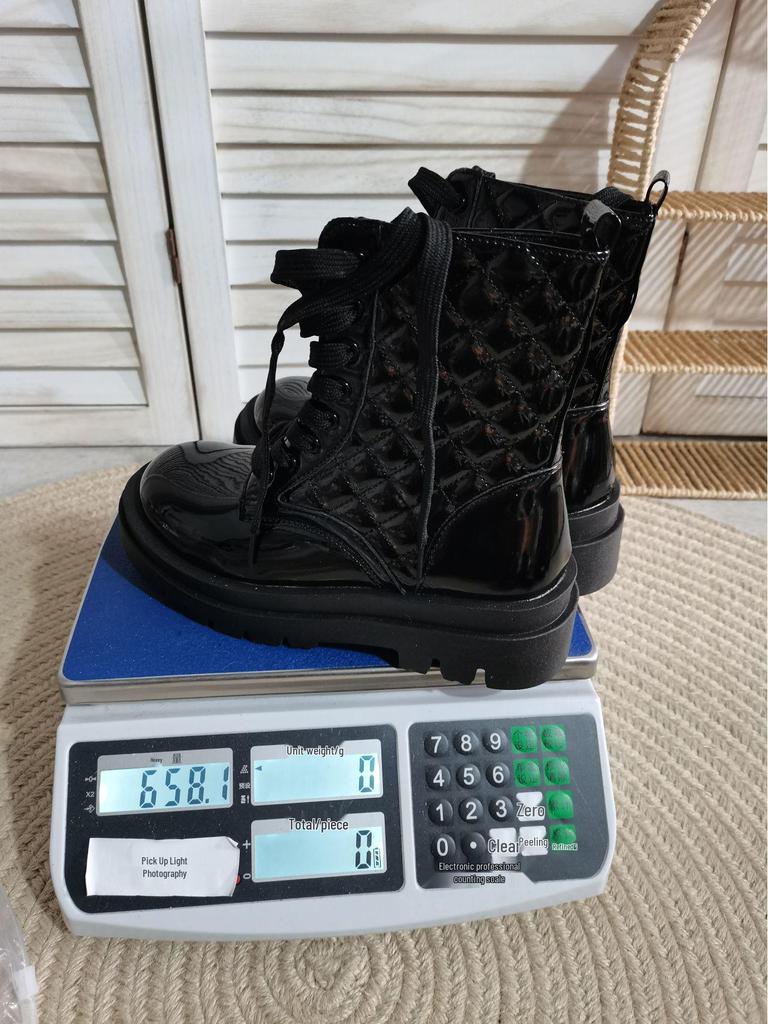 Dámské nadměrné módní boty na šněrování s kulatou špičkou a silnou podrážkou - Přeshraniční jednobarevné pro všechna roční období (Model 2025)