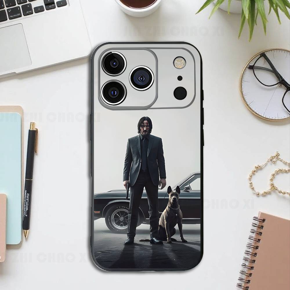 Action Movie J-John Wick Silicone Soft Phone Case For IPhone17 16 15 14 13 12 11 Pro Max Plus X XR SE Cover
