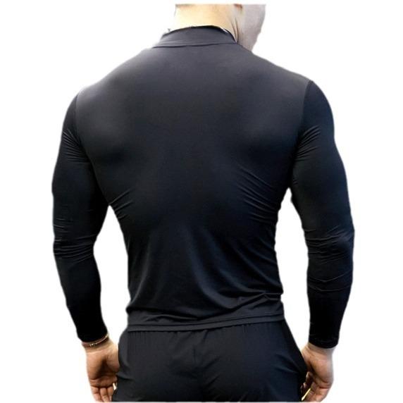 Large Size European and American Style Men's Summer Breathable Quick Dry Fitness Sports Training Shirt Fashion Long Sleeve Top