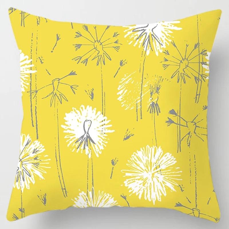 Yellow Dandelion Leaf Pillowcase Office Living Room Home Pillowcase Car Ornaments