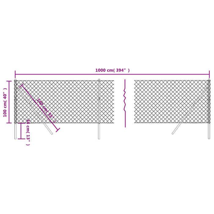 VidaXL Clôture à Mailles Losangées, Panneau de Clôture Décoratif, Clôture en Mailles, Barrière de Protection Jardin Patio 153953