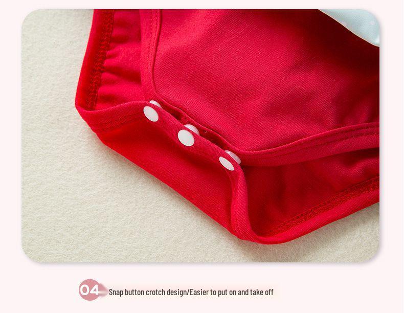 Tuta-vestito da neonata per Natale con testa di Babbo Natale - Pezzo unico a maniche lunghe per bambina Autunno/Inverno