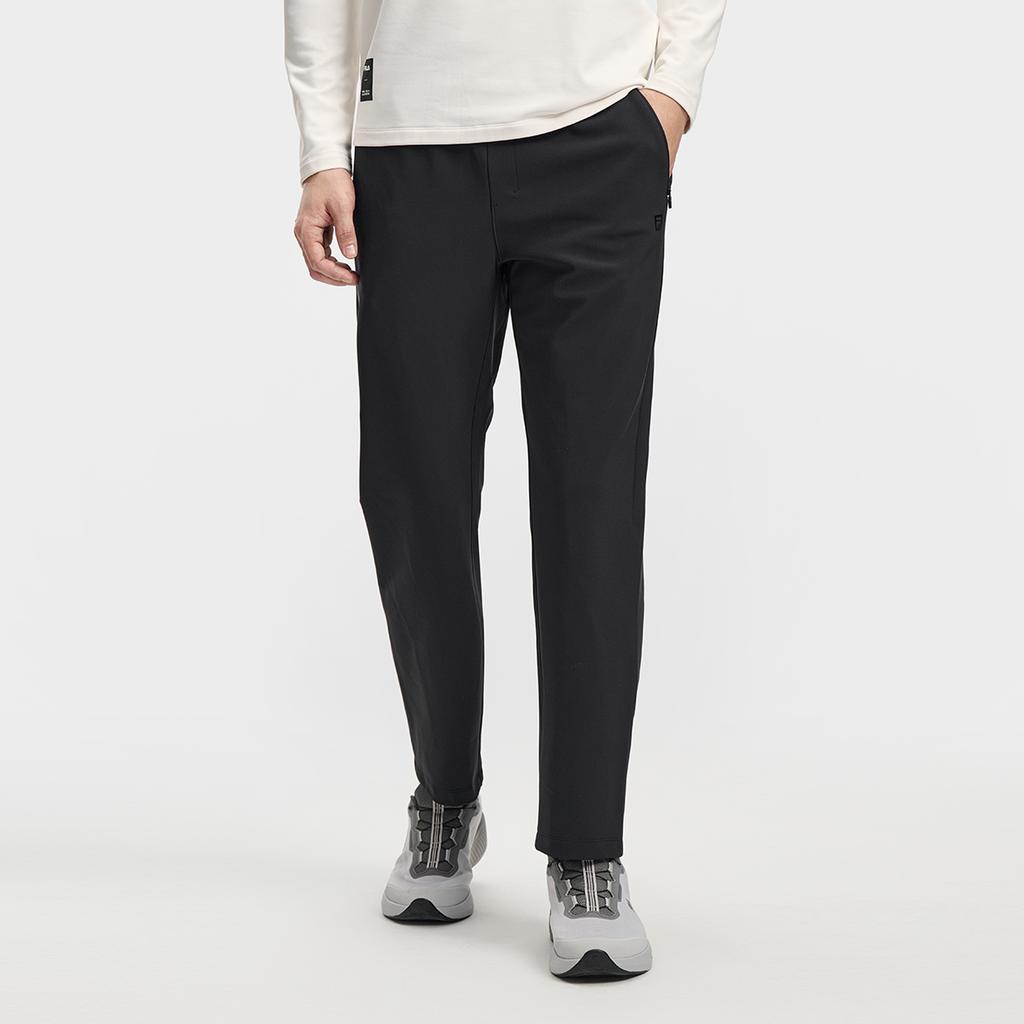 Fila A.P. Fashion Simple Casual Comfortable Versatile Straight Leg Knit Sports Pants Men bottoms Deep-Black A11M611601FBK