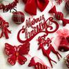 Bell Holiday Ornaments Christmas Red Flocking Wreath Snowfall Elk Noel Home Party Decor Pendant Snowy Winter for Tree Hanging Decorations