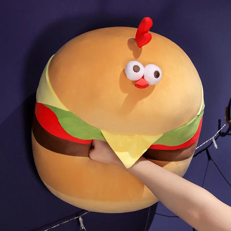 Creative Cartoon Simulation Hamburger Chicken Pillow Plush Toy Doll Photography Sofa Pillow Children's Toys Gift