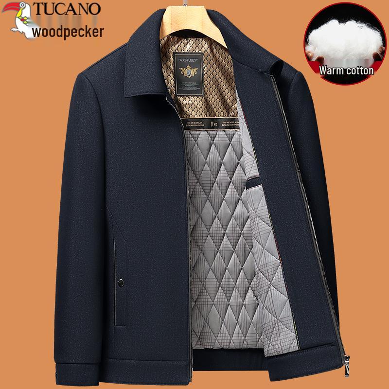 2025 Men's Autumn/Winter Thickened Outerwear Set for Middle-Aged and Elderly Dads and Grandpas