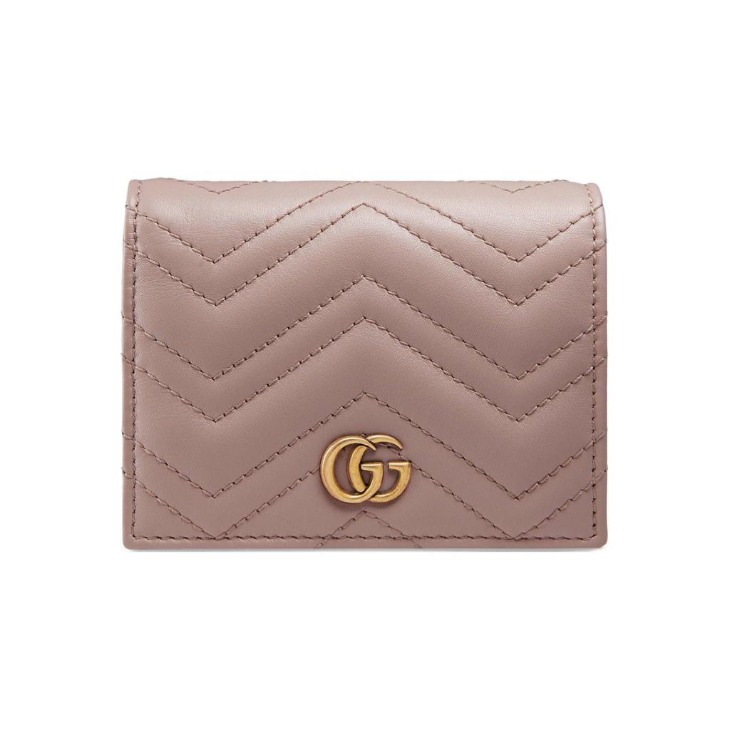 Gucci GG Marmont Logo Zip Double Fold Quilted Leather Card Holder Women Card Holder Nude 466492-DTD1T-5729