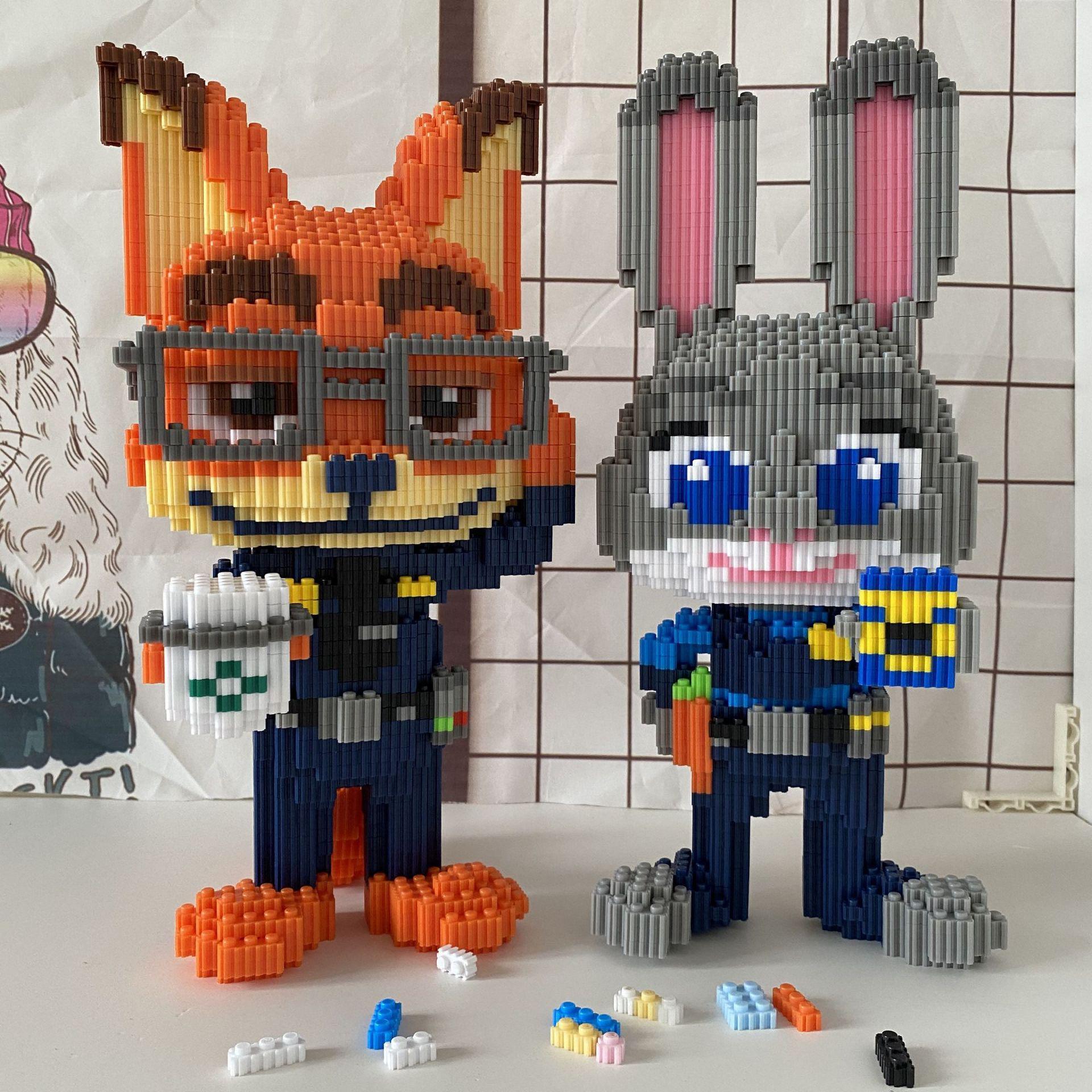 Raise a Glass: Nick Fox Police Officer Building Blocks - Educational Judy Rabbit Ornament Gift for Boys and Girls