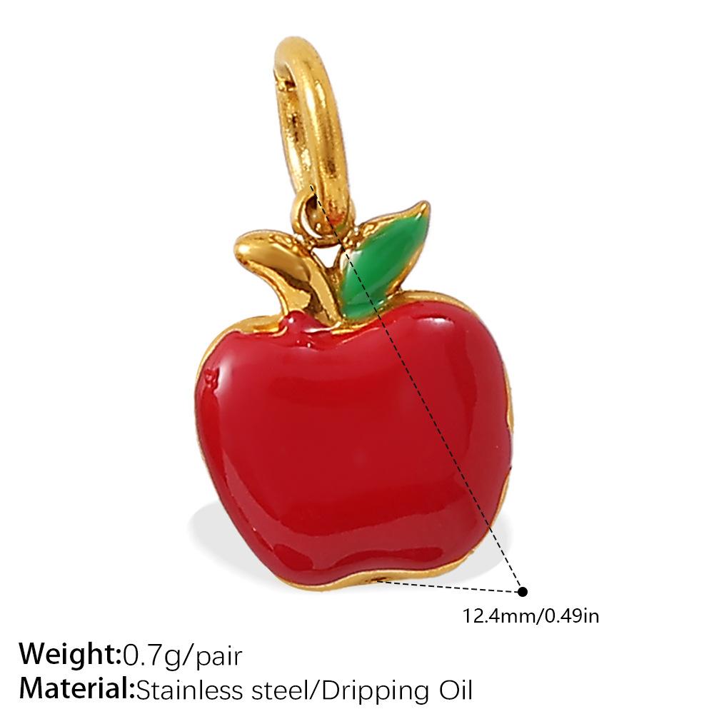 Cartoon Oil Dripping Fruit Diy Pineapple Pendant Stainless Steel Gold-Plated Dopamine Accessories