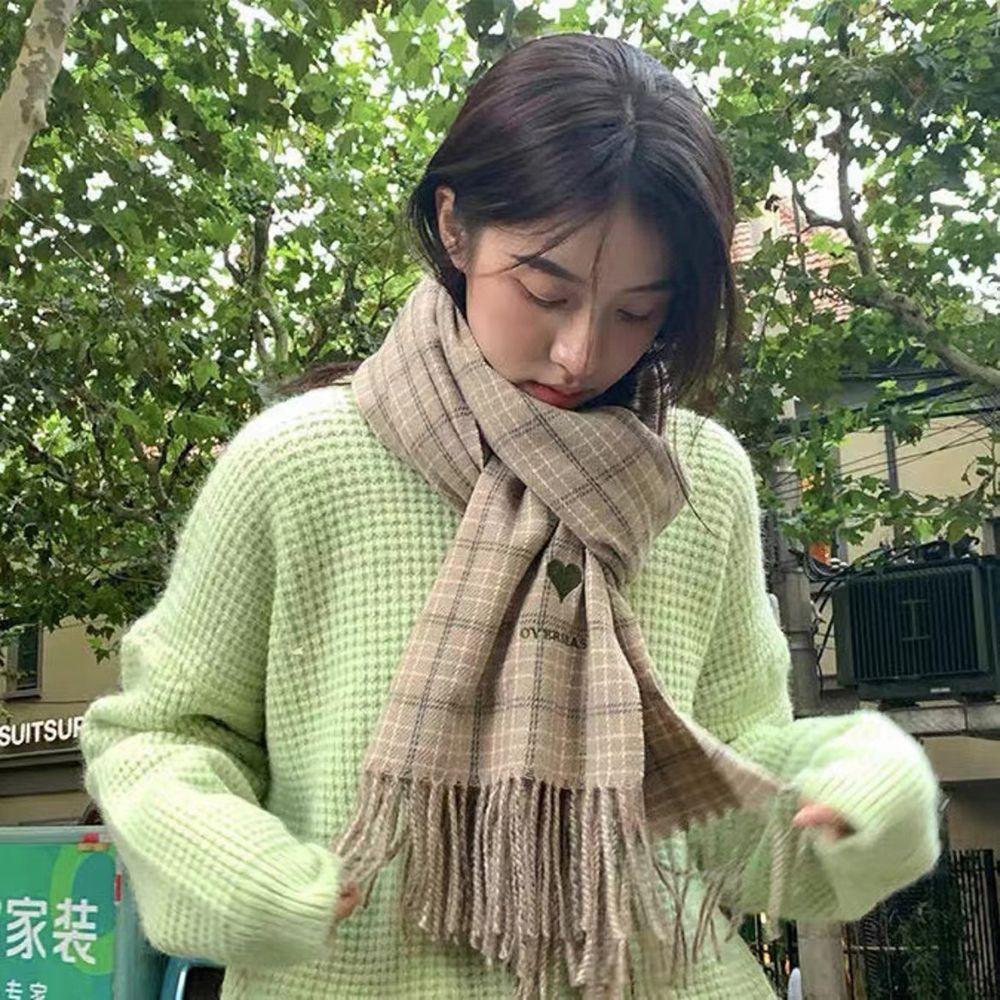 Autumn Lattice Thickened For Girls Grid Wraps Plaid Scarves Korean Style Shawls Knitted Shawls