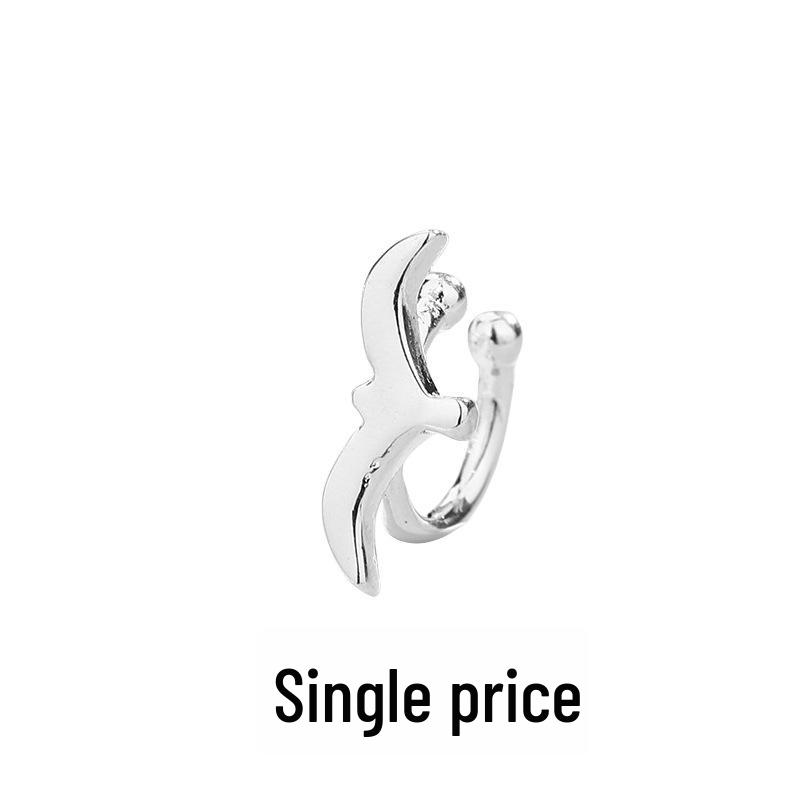 

Asymmetric Seagull Ear Clip: Trendy, Creative Bird Design, No Piercing Needed Copper