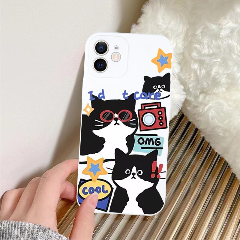 

Мультяшный Крутой Кот Солнечные Очки Китти Чехол для Телефона Для iPhone 16 15 11 12 14 13 Pro Max Mini X XSMax XR 7 8 Plus SE4 16e Силиконовые Чехлы iPhone 12 Pro
