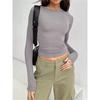 Autumn Fashion Slim Long Sleeve T Shirt Women Solid Color Round Neck Top Wear Inside or Outside