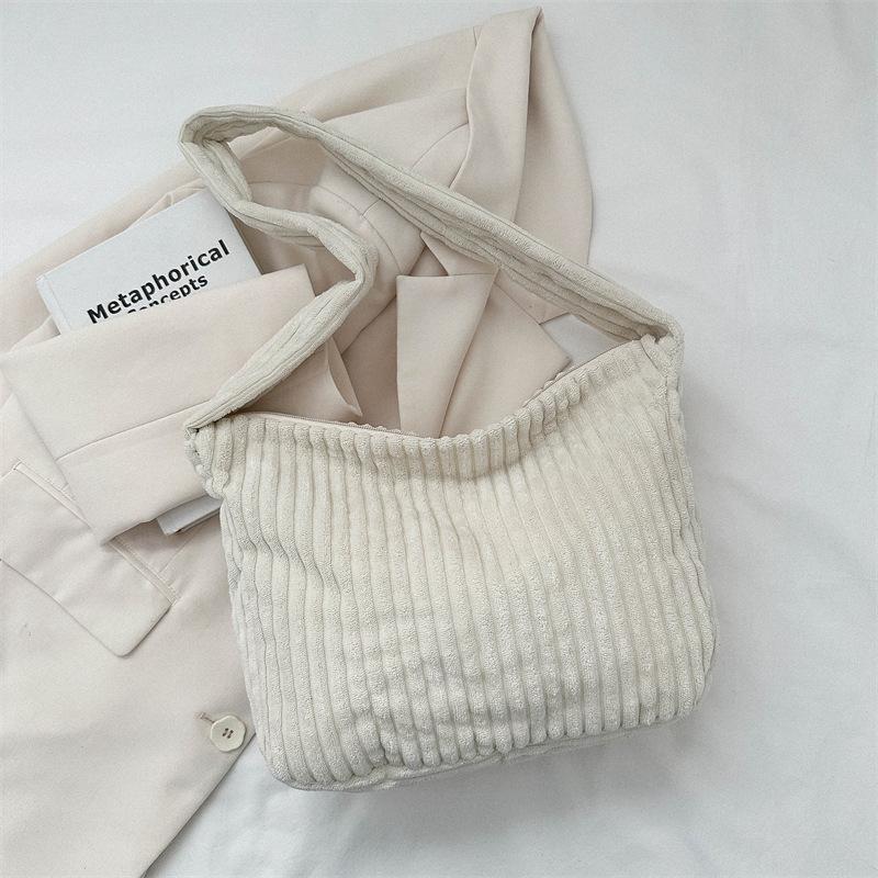 Large-capacity bag women's 2025 autumn and winter new corduroy commuter shoulder bag literary college student class crossbody bag