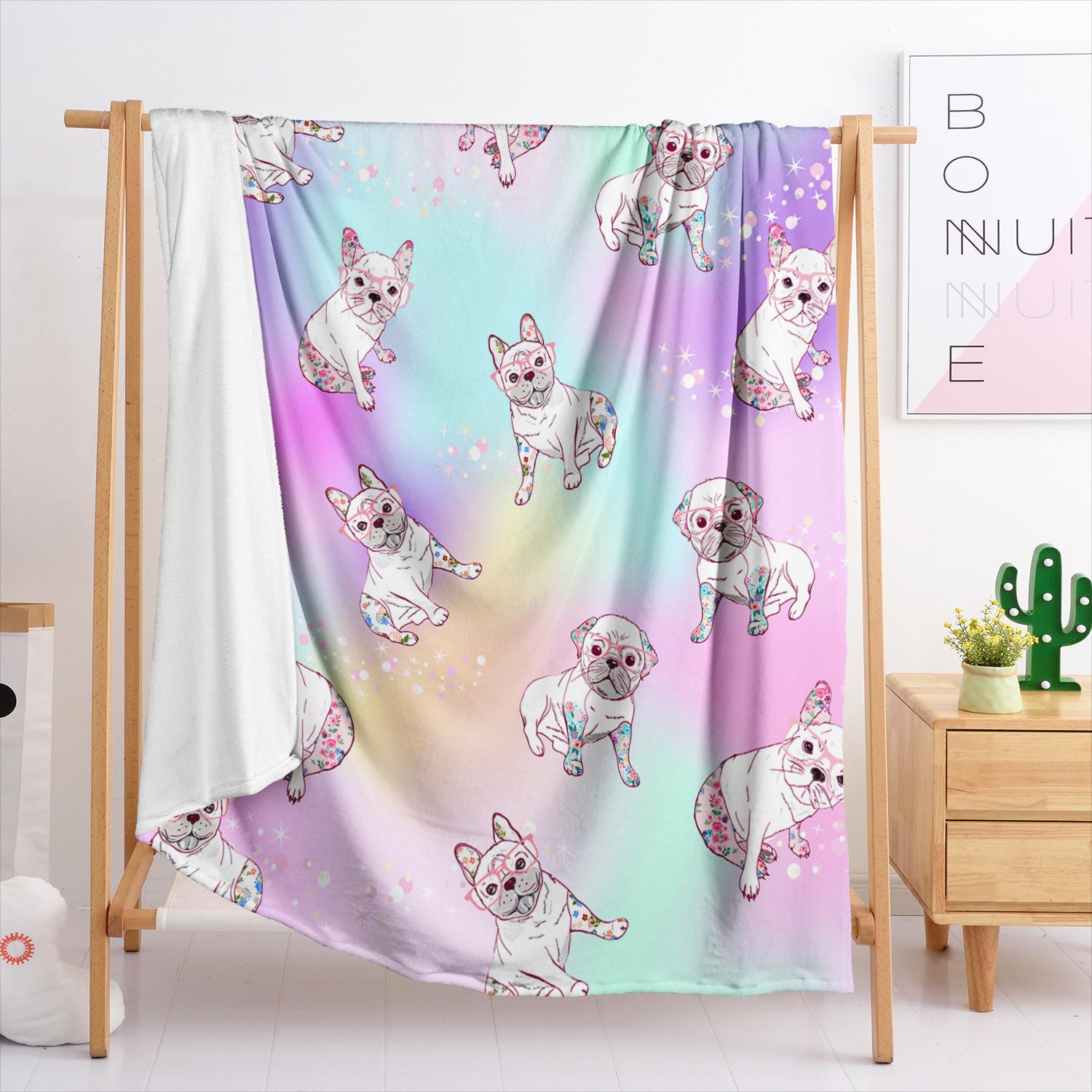 

Одеяло Фланелевое Одеяло Цвет Постепенный Переход Единорог 3D Цифровая Печать Одеяло Одеяло 120X90cm