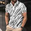 Trendy short-sleeve polo shirt with abstract line print, perfect for casual daily wear.