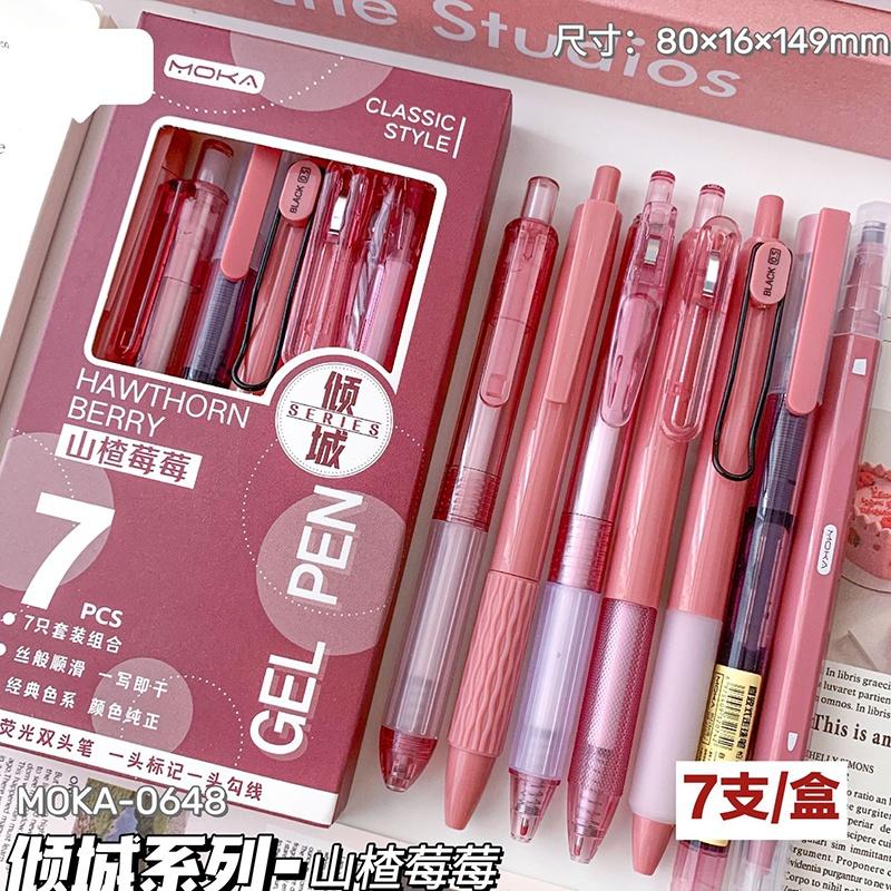 

7 pieces/box Minimalist Transparent 0.5mm Gel Pen Fashion Office Signature Pen Creative Multifunctional