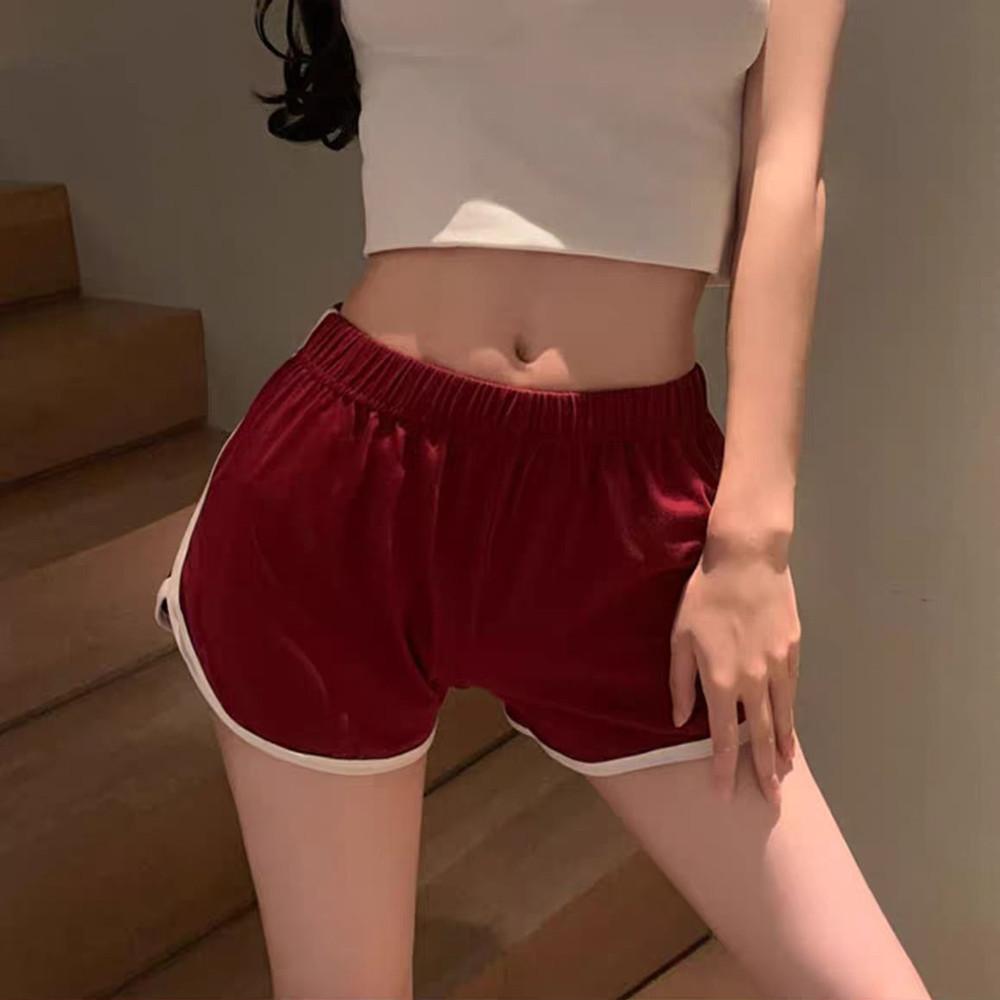 Women's High Waist Athletic Shorts Contrast Stripe Loose Fit Hot Pants Summer Yoga Running Casual Loungewear Sweat Shorts