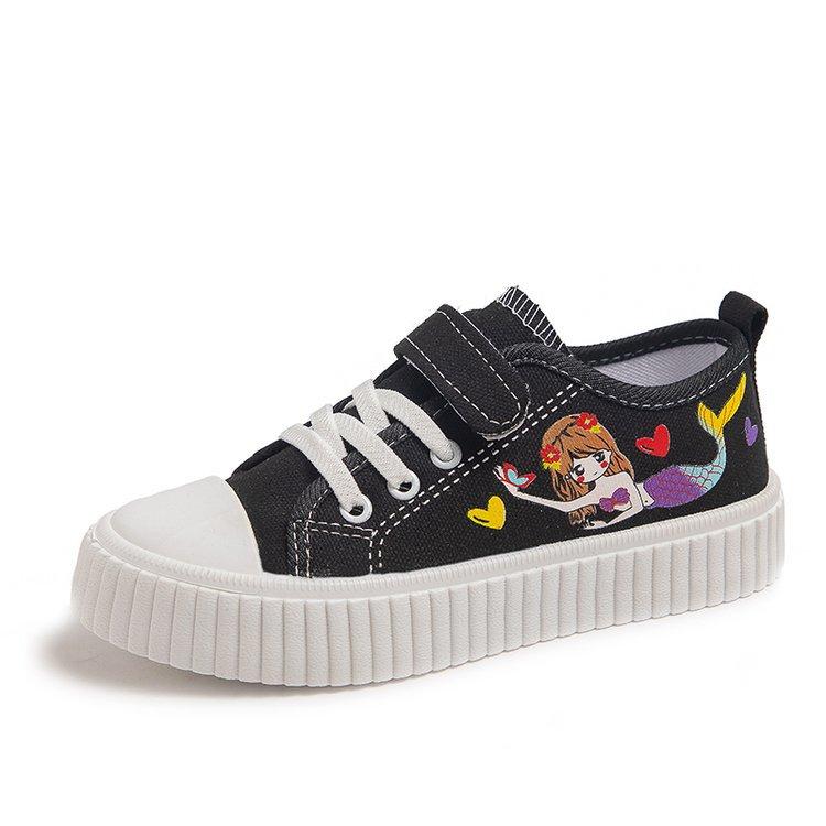 Zapatillas de Lona Transpirables Coreanas para Niñas con Dibujos Animados, Planas, Casuales, Deportivas, de Moda, para Correr, para Niños
