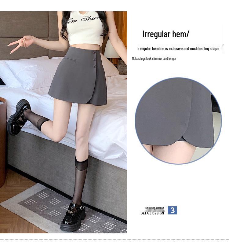 2025 Spring Women's High Waist A-line Shorts Skirt - Fashionable, Slimming, Casual Fit