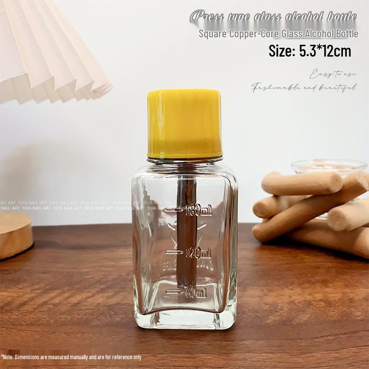 Press-Type 180ml Glass Alcohol Bottle for Nail Art - Nail Polish Remover Container, Trendy Nail Art Tool