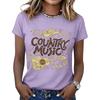 Women's Fashionable Casual Music Festival Print Round-Neck Short-Sleeve T-Shirt