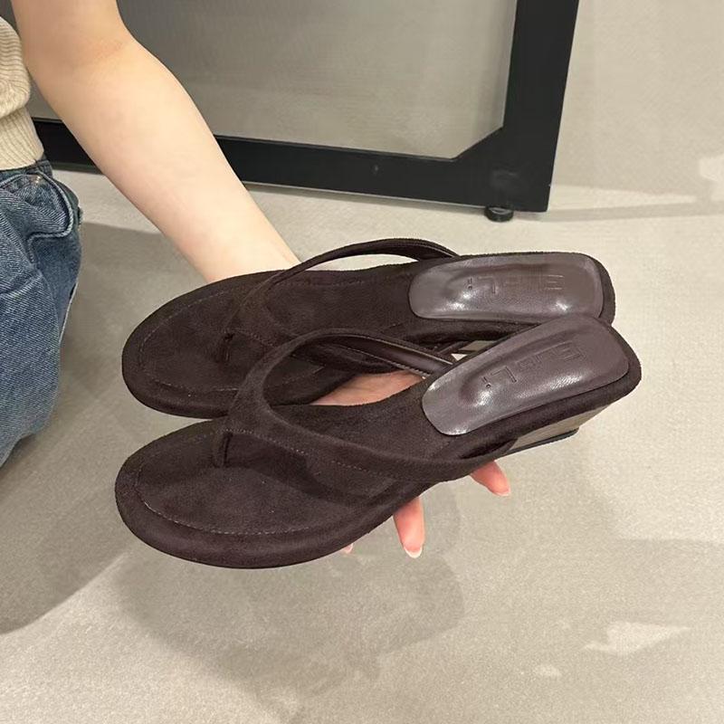 Fashion Female Spring Summer Round Toe Ladies Wedges Heeled Slippers Sandals Fashion Wedges Slippers Slides Shoes For Women Flip flops
