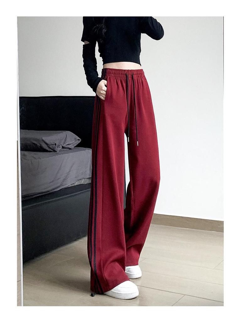 Pantaloni da ginnastica larghi a vita alta drappeggiati da donna per l'estate 2024: Stile Americano Casual, Elegante, Vestibilità Ampia.