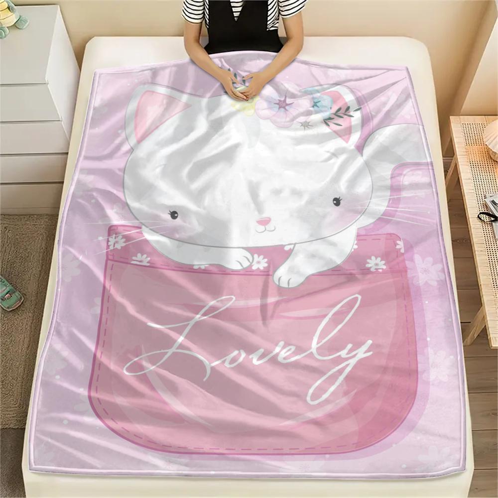 1 ks Flanelová deka s kresleným potiskem, Vysoce kvalitní, Pohodlná pro všechna roční období, Domácí dekorace, Teplo a pohodlí, Perfektní jako vánoční dárek k narozeninám