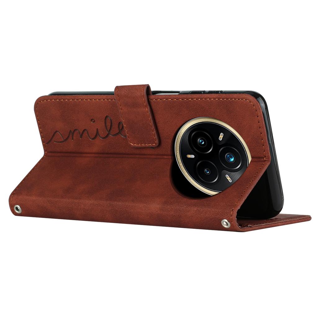 For Realme 14 Pro 5G Case Viewing Stand PU Leather Phone Cover Imprinted Heart Pattern