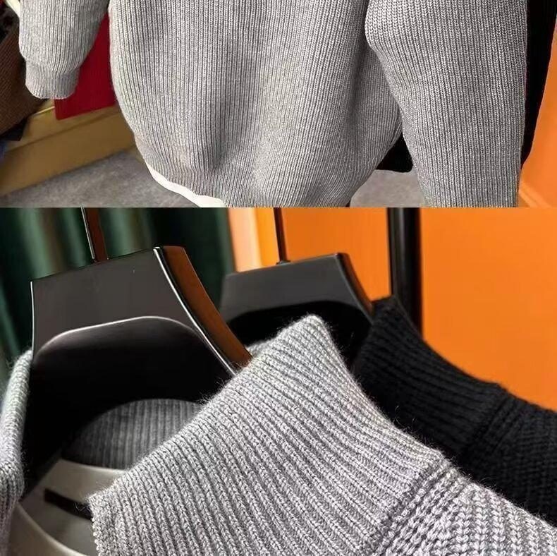 Men's Slim Fit Zip-Up Cardigan - Autumn Knit Sweater with Half-High Collar