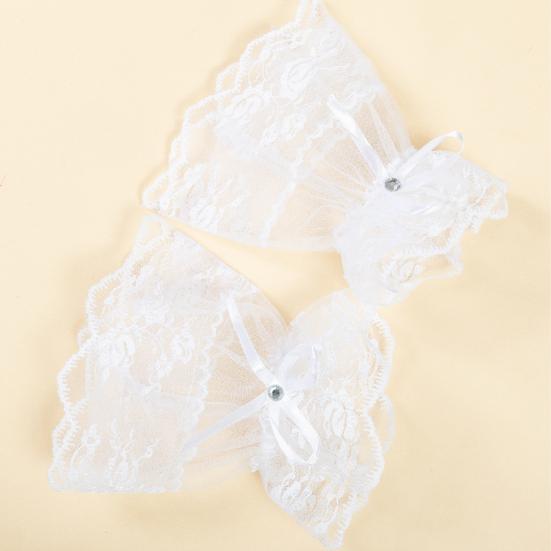 1 Pair Women Lace Gloves Elegant Halloween Gothic Lolita Tulle Mesh Sleeves for Parties Festive Decoration