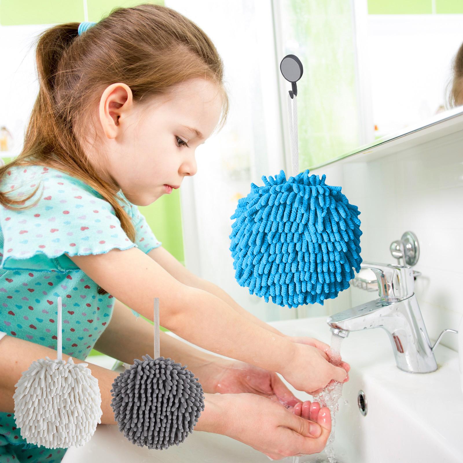 Microfiber Chenille Bath Shower Ball Gentle Exfoliating Body Scrubber Hanging Loop Soft Touch Spa Accessory Suitable for Daily Use One Size синий