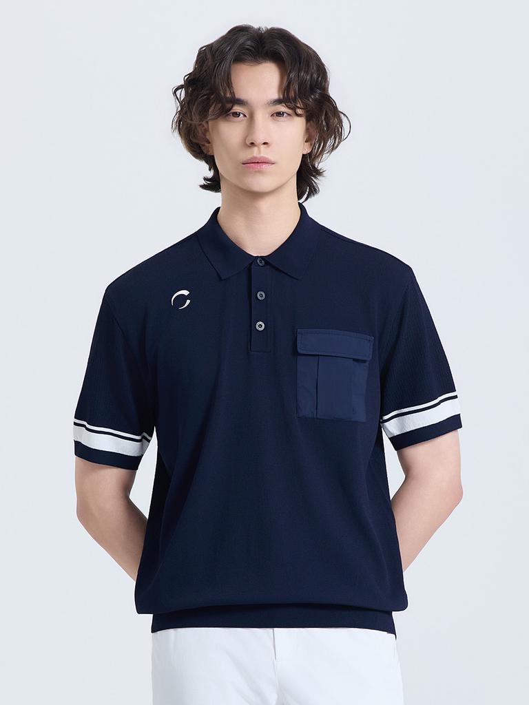 CHALLENGER Men'S Soft Touch Collared Short Sleeve Knit Navy