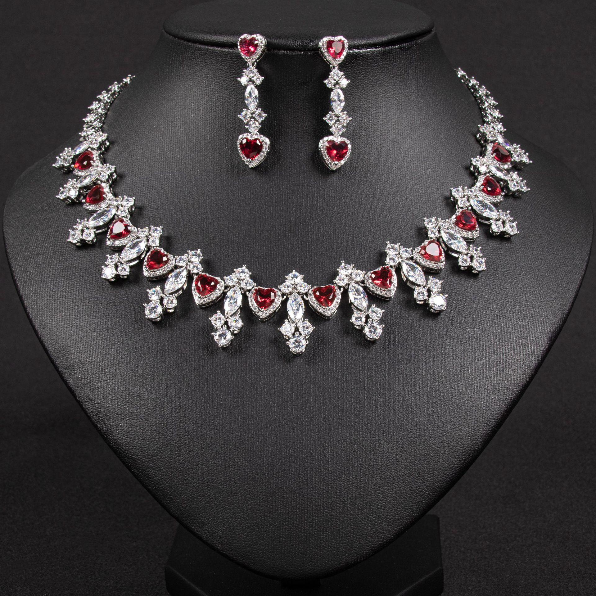 

Women s Light Luxury Design Fashionable And Elegant Zircon Water Drop Necklace Earring Set Versatile And Unique Design Sense Set