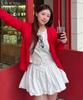 Roem All Day Cardigan V-Neck Long Sleeve Cardigan_Red_Rmckg23R98