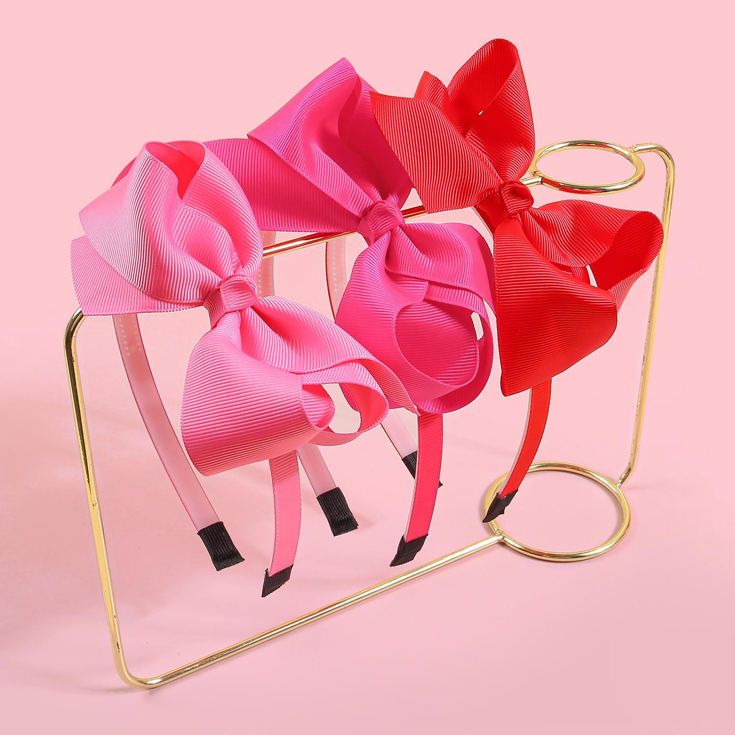 

3/4pcs Valentine s Day Ribbon Hair Bows Headbands for Girls Pink Red Bows Hairbands Kids Girls Party Hair Accessories