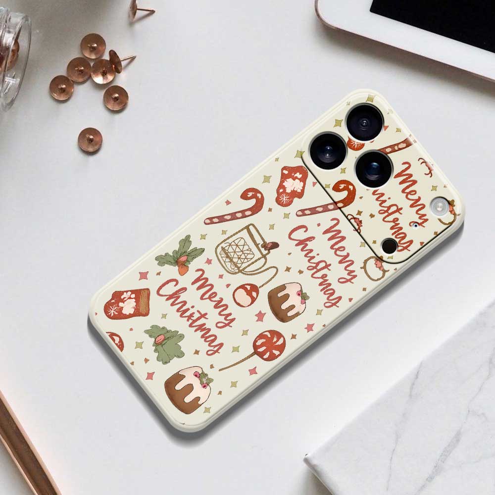 For iPhone 17 Pro Case Merry Christmas Pattern Printing Straight Edge TPU Phone Back Cover