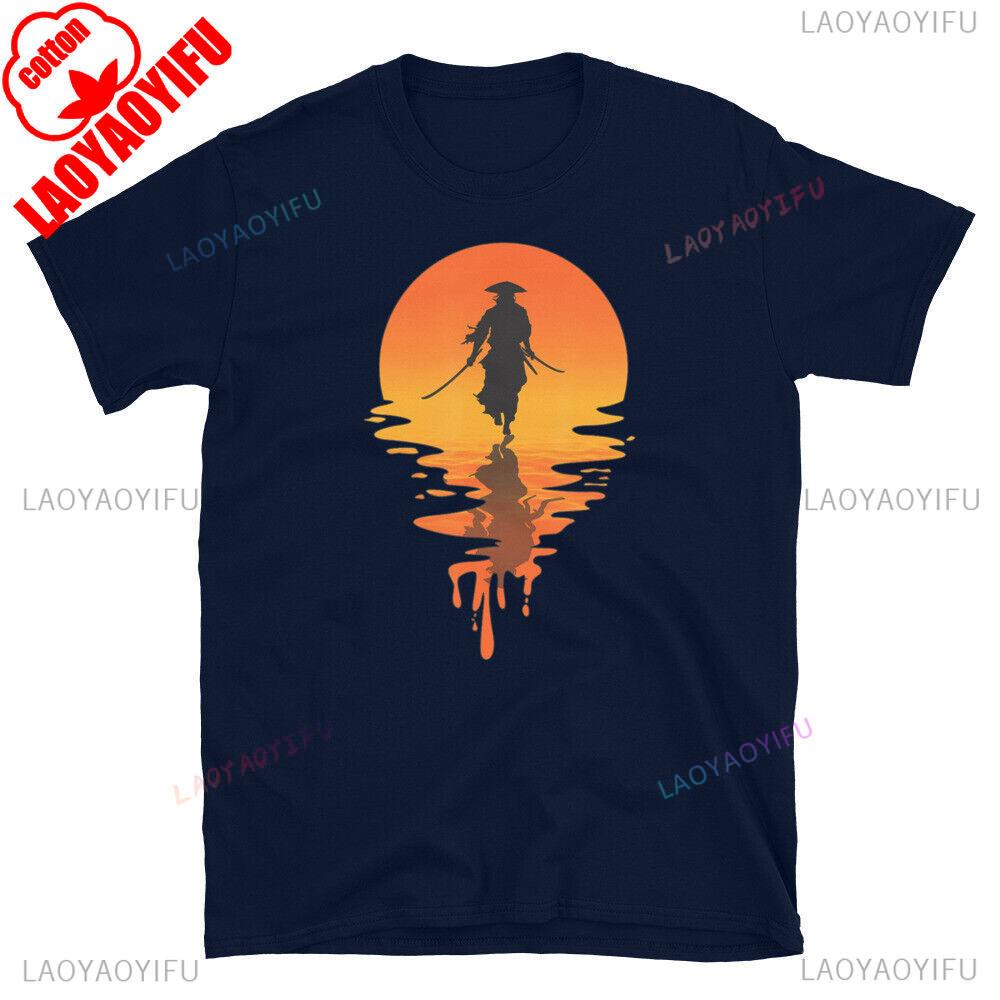 Samurai Retro Bushido Warrior Cool Print T Shirt Men Crewneck Cotton Short Sleeve Summer Daily Life Male Casual Tee Tops