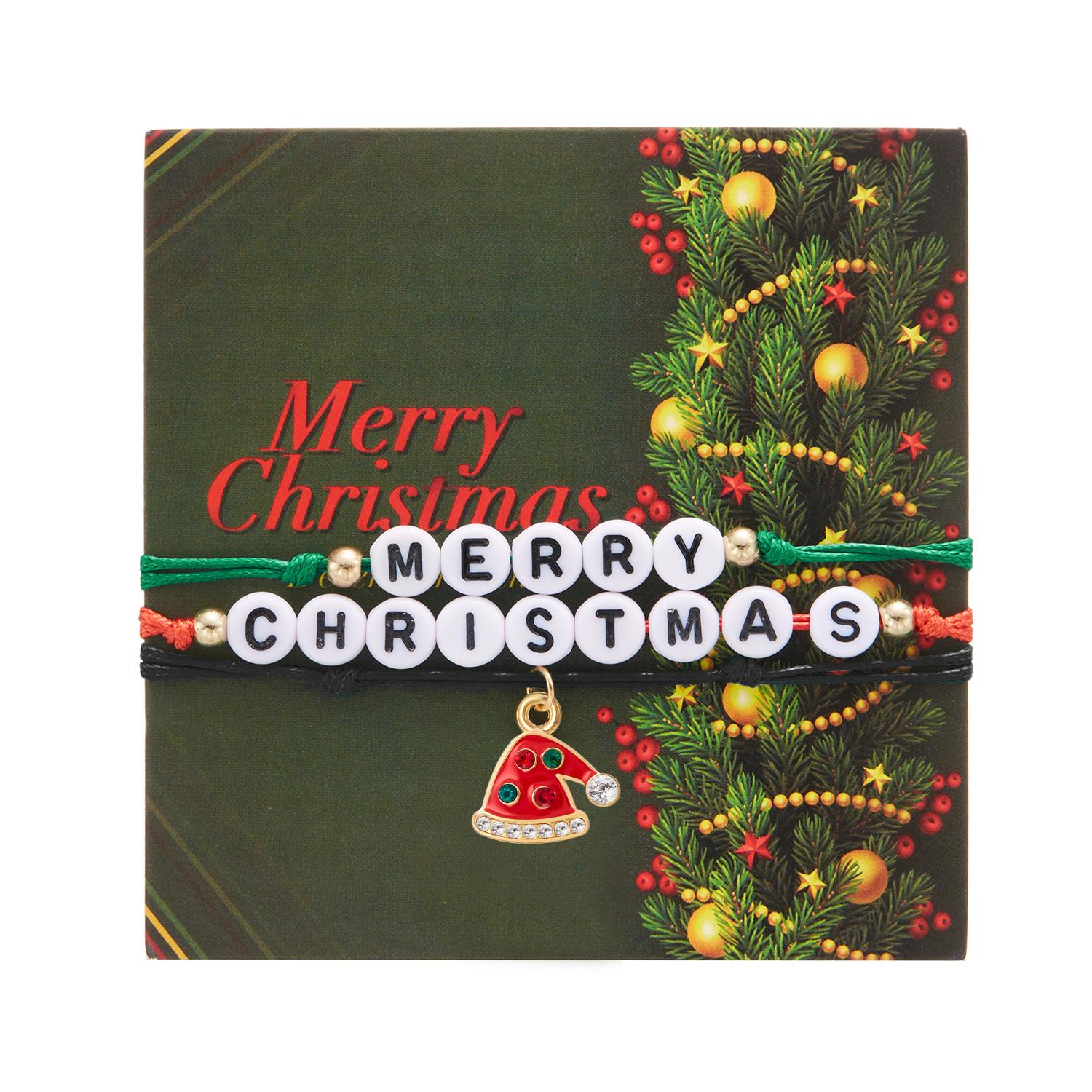 

3Pcs/Set Santa Snowman Elk Pendant Alphabet Paper Card Bracelet Men s And Women s New Year Party Elegant Charm Jewelry Gifts