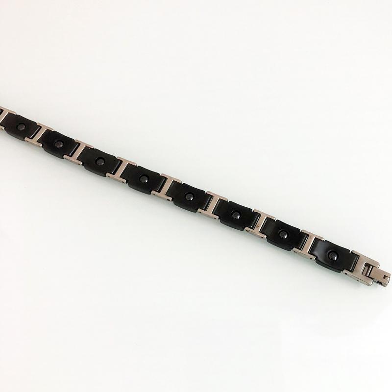 Pulseras de Cadena para Hombre de Cerámica Negra y Acero Inoxidable de 10 MM Joyería Magnética de Hematita de Lujo Accesorios para la Muñeca Pulseras