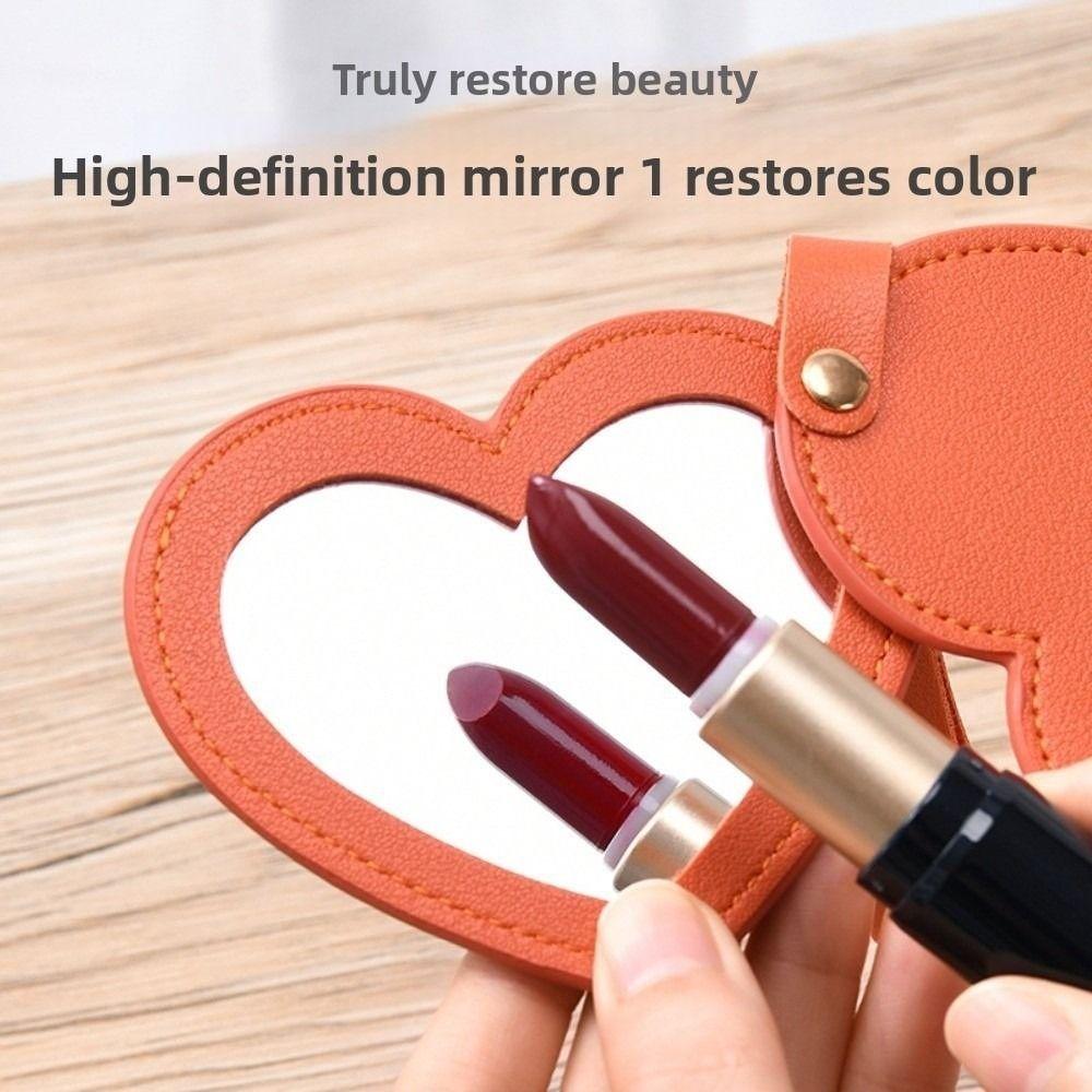 Rotate Small Mirror PU Leather Pendant PU Leather Colorful Love Keychain  Valentine's Day Gift